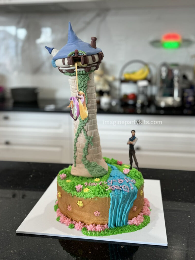 Tangled birthday cake with Rapunzel's tower