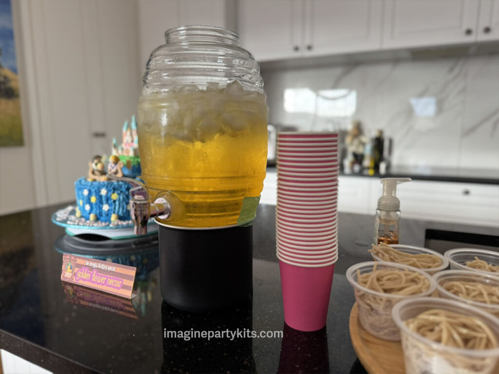 Golden Flower Nectar for apple juice at Tangled Party