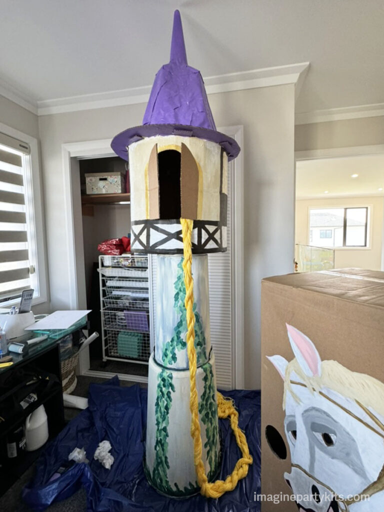 Making Rapunzel's tower from Tangled for birthday party prop