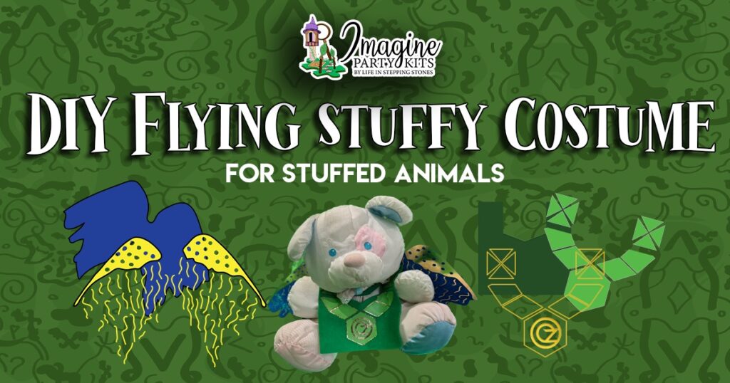Printable flying stuffed animal costume and wings template, Wizard of Oz party decoration and DIY kids costume craft for stuffed toys, Cricut-friendly cut files for easy crafting