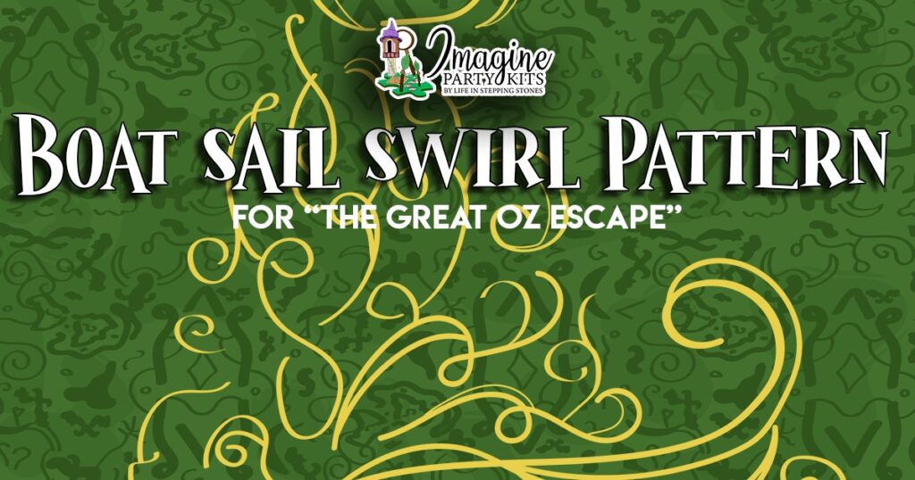 Glinda-inspired boat sail swirl pattern printable for party decorations, Cricut-friendly design for whimsical wizard-themed birthday decor