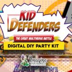 Printable superhero scavenger hunt party kit with fun games, clue cards, and DIY decorations for kids to save the multiverse.