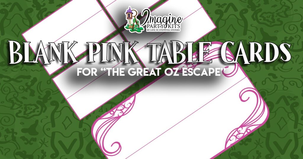 Printable blank pink swirl table cards for party makeover station labels, DIY party decor, and beauty activity signs
